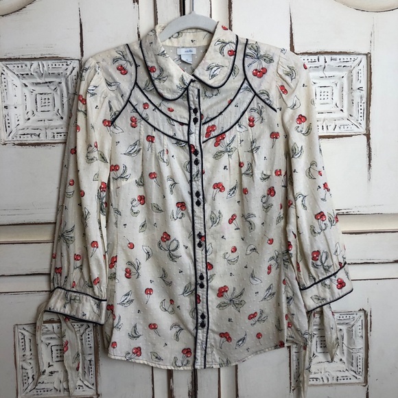 Anthropologie Tops - Anthropologie Odille Swiss Dot Cherry Pinup Top 10